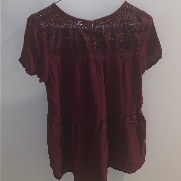 xhilaration maroon lace blouse - Picture 2 of 2